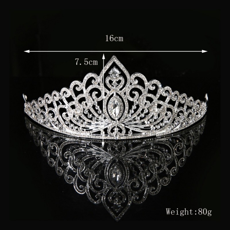 Lyx kristall CZ bröllop hår krona tiara - 3