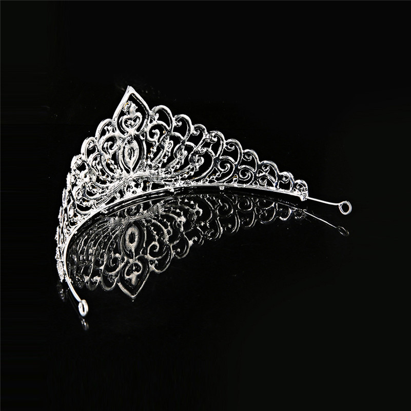 Lyx kristall CZ bröllop hår krona tiara - 5