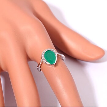 Silver FILLED RING Green Quartz 
