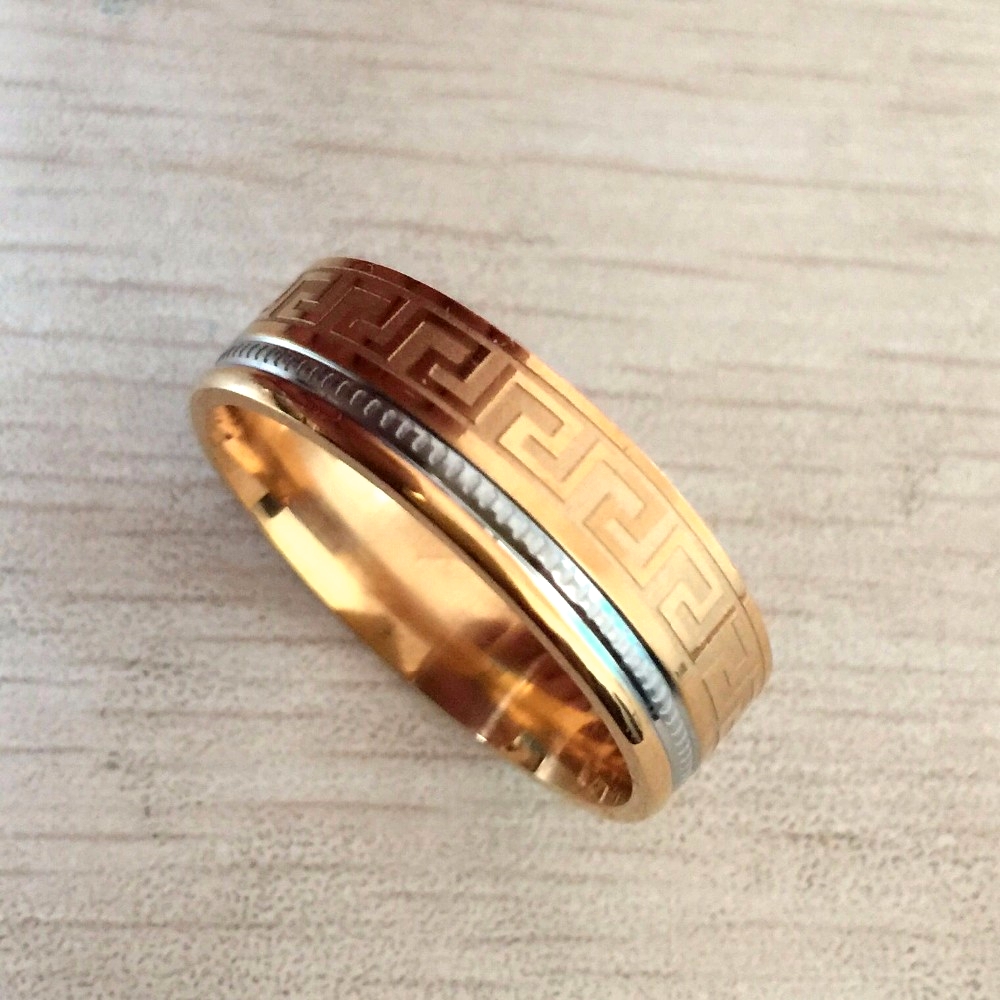 Rostfritt stål ring 8mm grekisk nyckel - 5