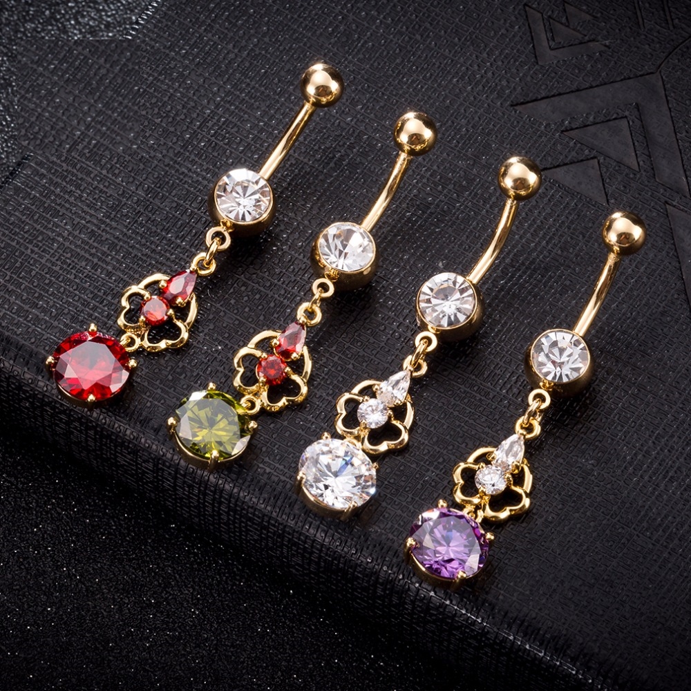 Gold Plated Navel Belly Button Ring Body Piercing Jewelry - 3