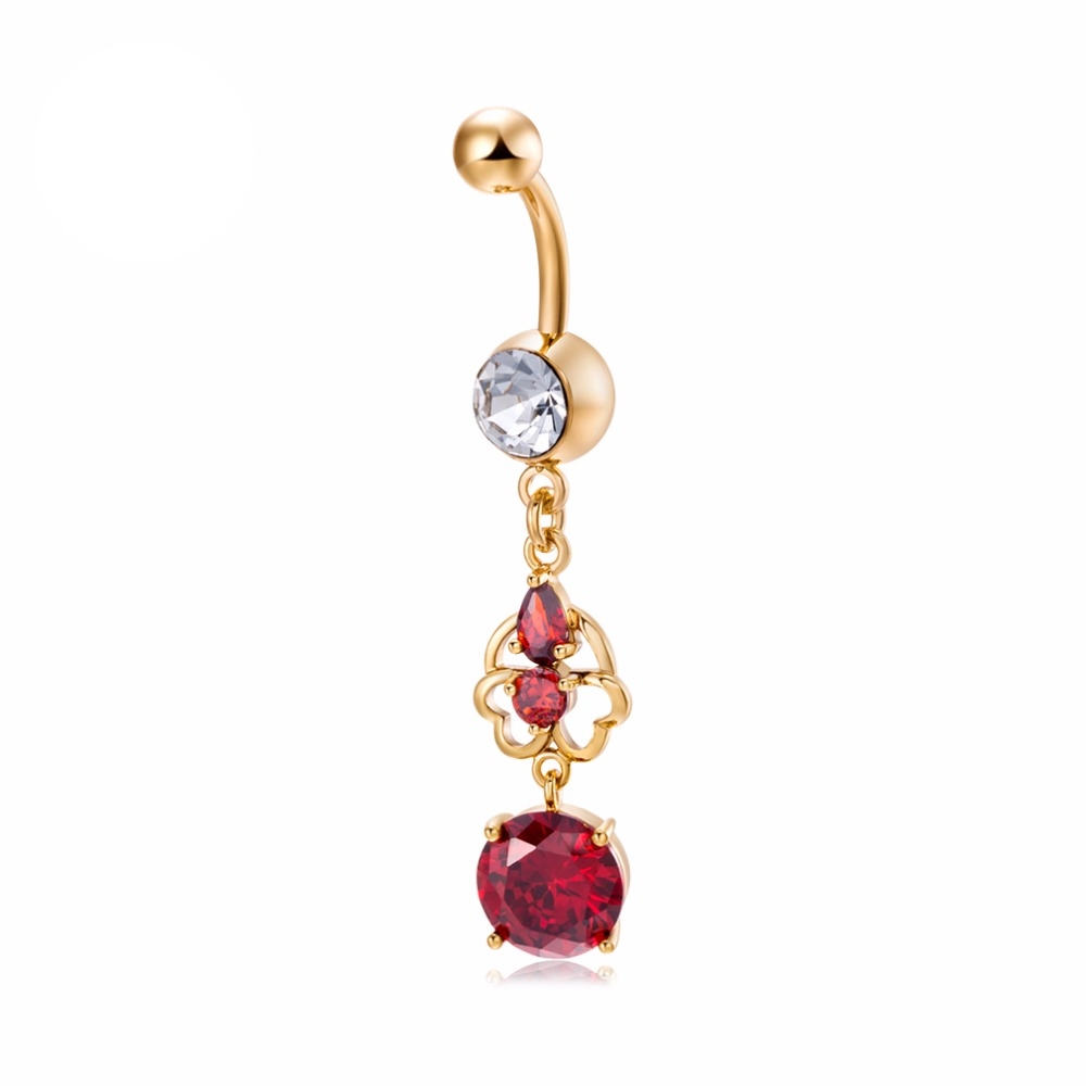 Gold Plated Navel Belly Button Ring Body Piercing Jewelry