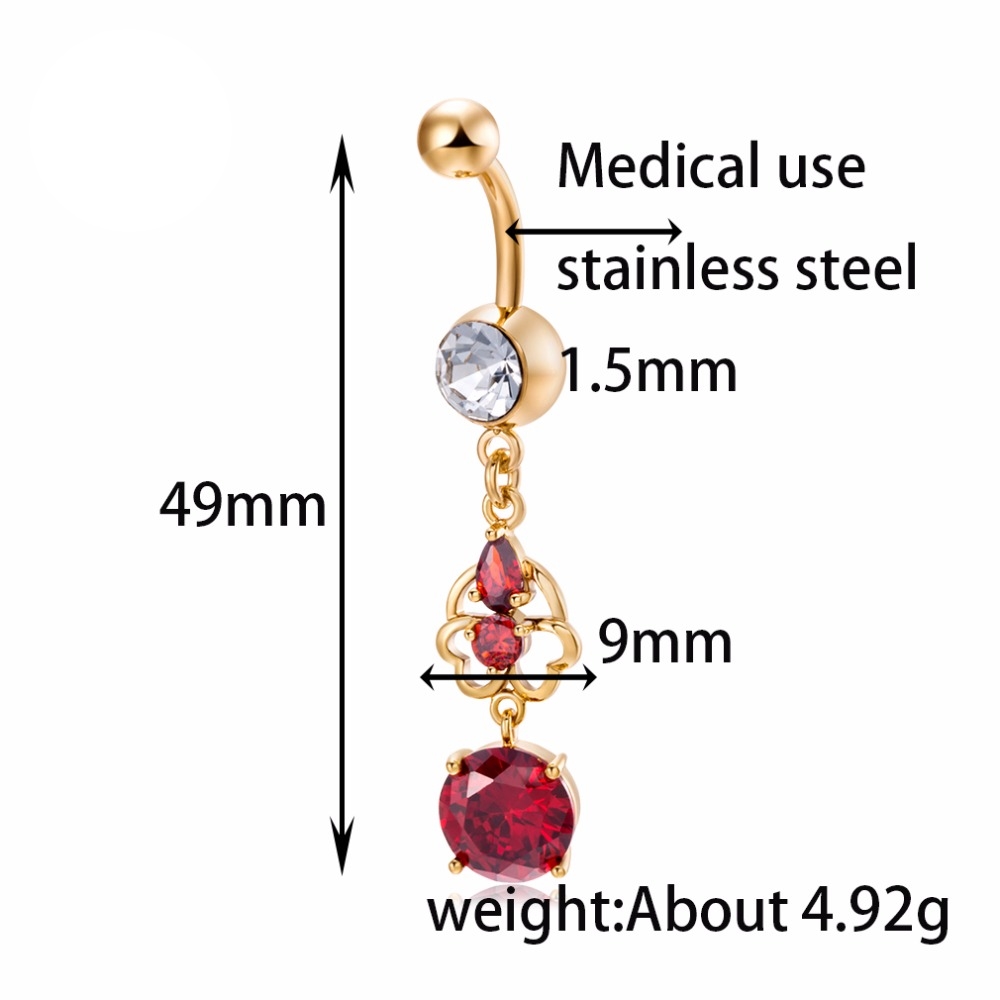 Gold Plated Navel Belly Button Ring Body Piercing Jewelry - 2