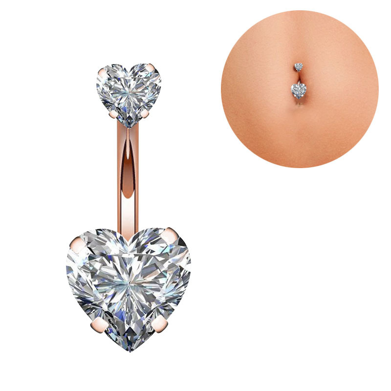 Navel Belly Button Ring Body Piercing Heart - 3