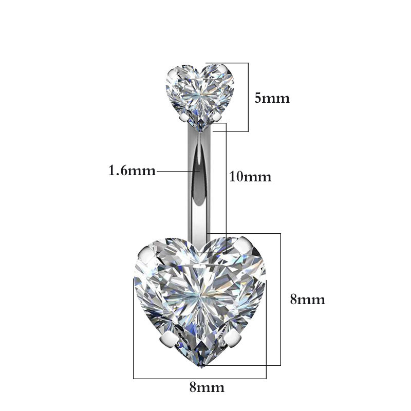 Navel Belly Button Ring Body Piercing Heart - 4
