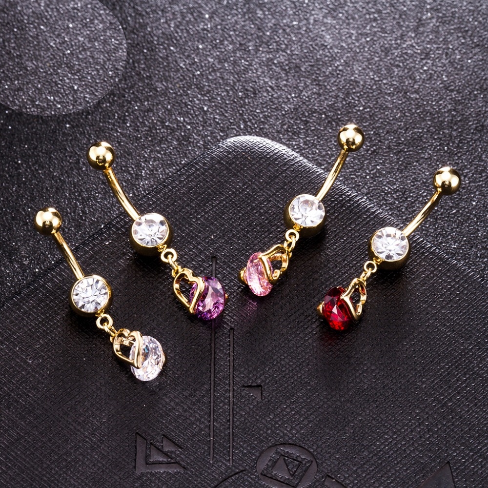 Gold Plated Navel Belly Button Ring Body Piercing Jewelry - 4