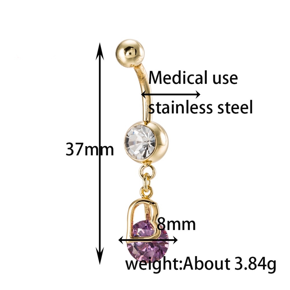 Gold Plated Navel Belly Button Ring Body Piercing Jewelry - 2