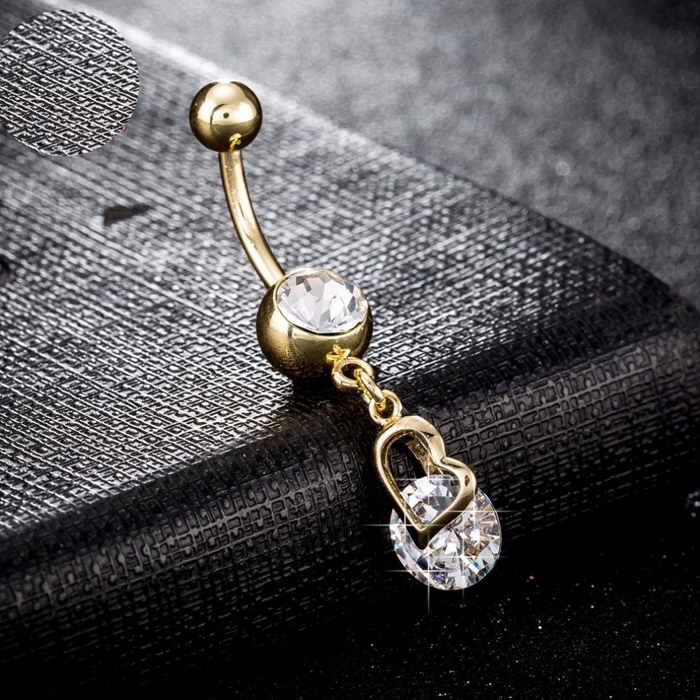 Gold Plated Navel Belly Button Ring Body Piercing Jewelry - 3