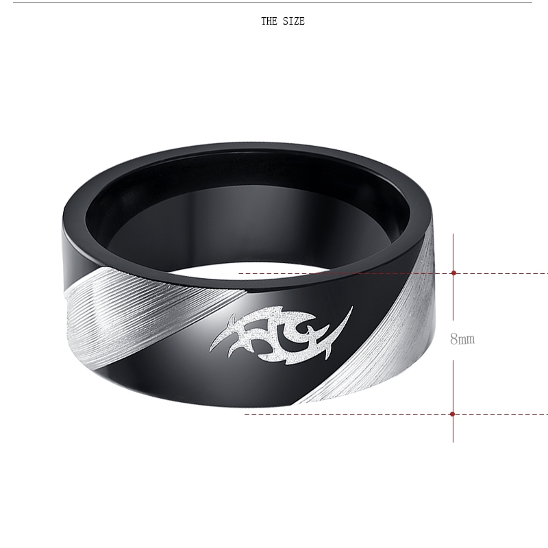 Stainless Steel Ring BLACK Symbol  - 2