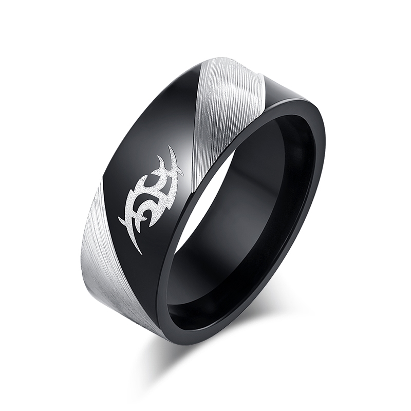 Stainless Steel Ring BLACK Symbol 