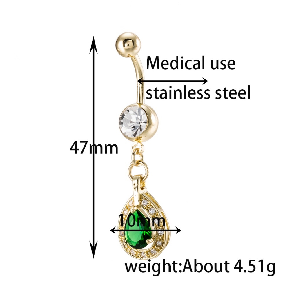 Gold Plated Navel Belly Button Ring Body Piercing Jewelry - 2