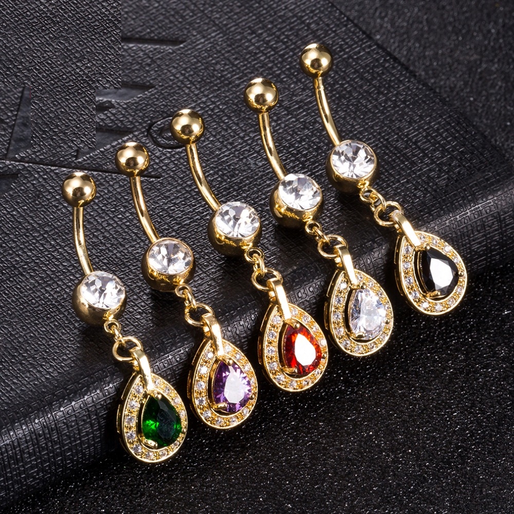 Gold Plated Navel Belly Button Ring Body Piercing Jewelry - 5