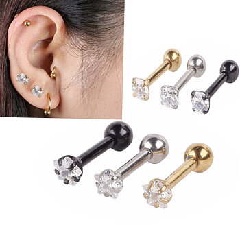 Helix Tragus Piercing 1 ST SVART/SILVER/GULD