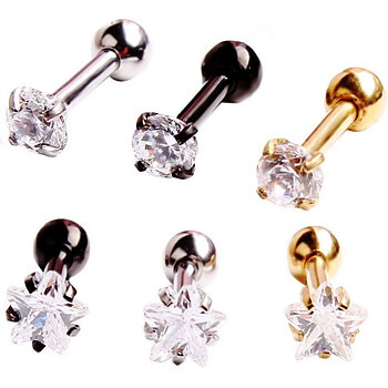 Helix Tragus Piercing 1 ST SVART/SILVER/GULD