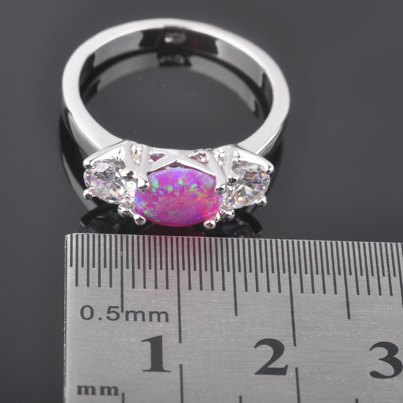 Silver FILLED RING PINK Fire Opal  - 2