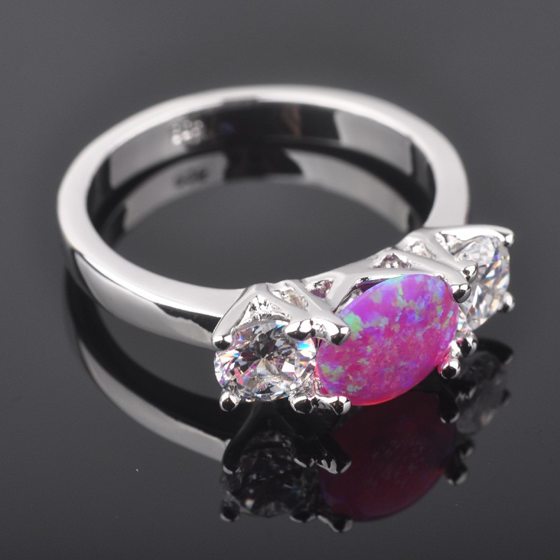 Silver FILLED RING PINK Fire Opal  - 4
