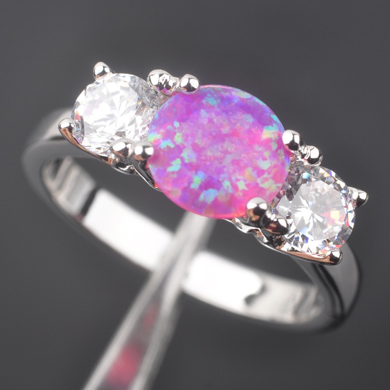 Silver FILLED RING PINK Fire Opal  - 3
