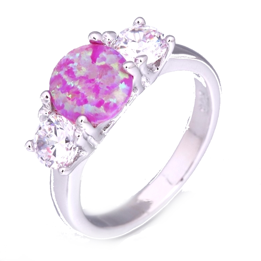 Silver FILLED RING PINK Fire Opal 
