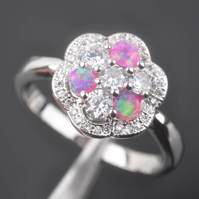 Silver FILLED RING PINK Fire Opal  - 3