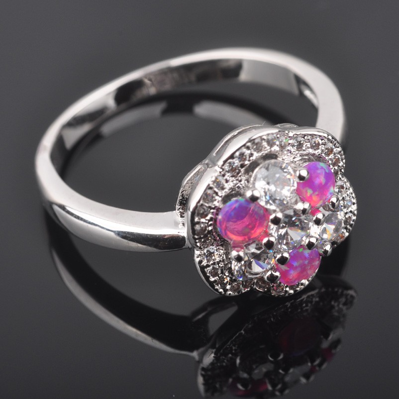 Silver FILLED RING PINK Fire Opal  - 2