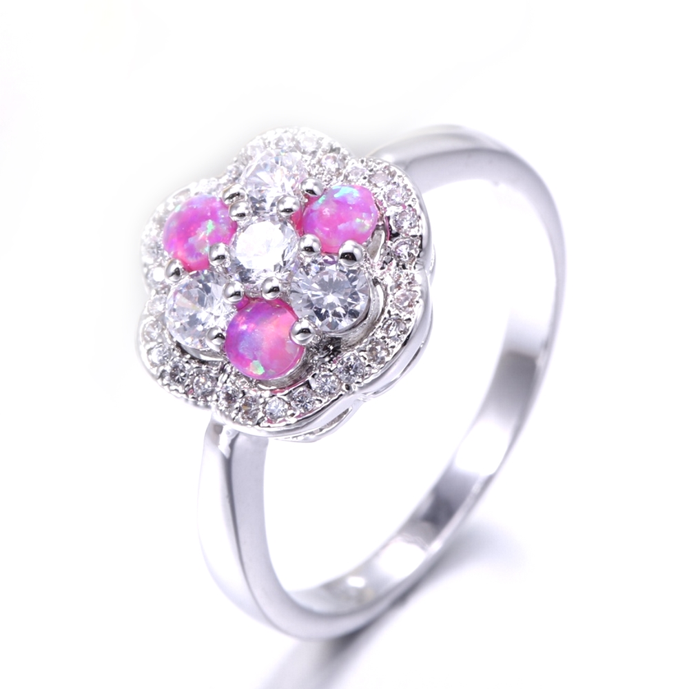 Silver FILLED RING PINK Fire Opal 