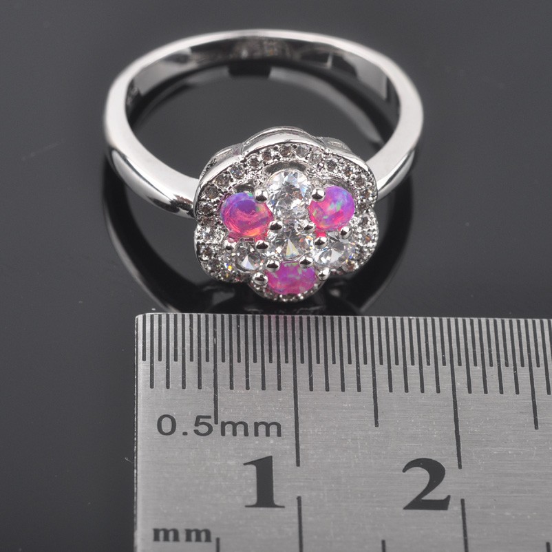 Silver FILLED RING PINK Fire Opal  - 4