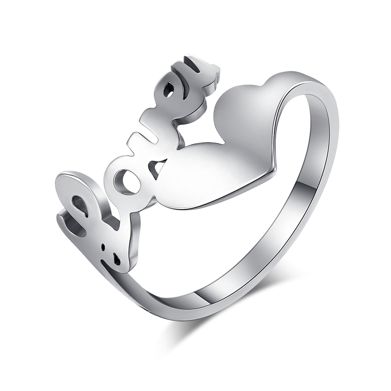 Rostfritt stål ring Love Hjärta
