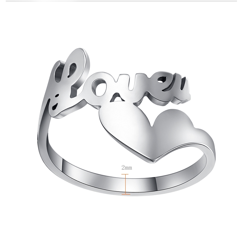 Rostfritt stål ring Love Hjärta - 2