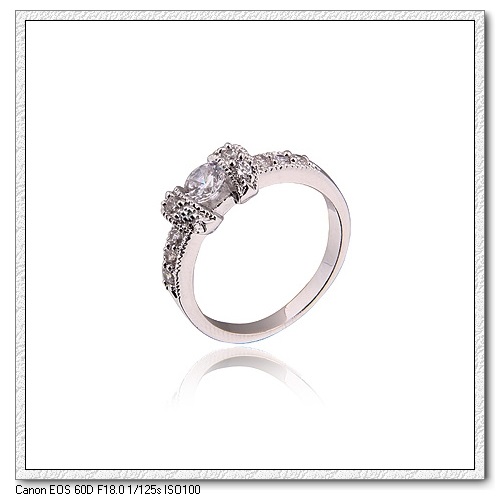 18K Vitguld Guldfyllda Filled gulddoublé CZ Ring - 4
