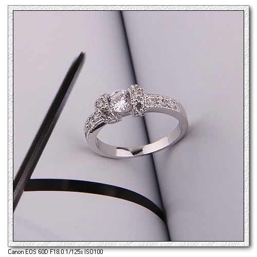 18K Vitguld Guldfyllda Filled gulddoublé CZ Ring - 3
