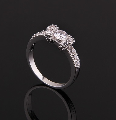18K Vitguld Guldfyllda Filled gulddoublé CZ Ring