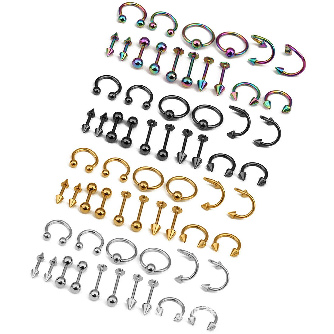 16 st  PACK labret tunga ögonbryn tragus skivstång 