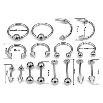 16 st  PACK labret tunga ögonbryn tragus skivstång 