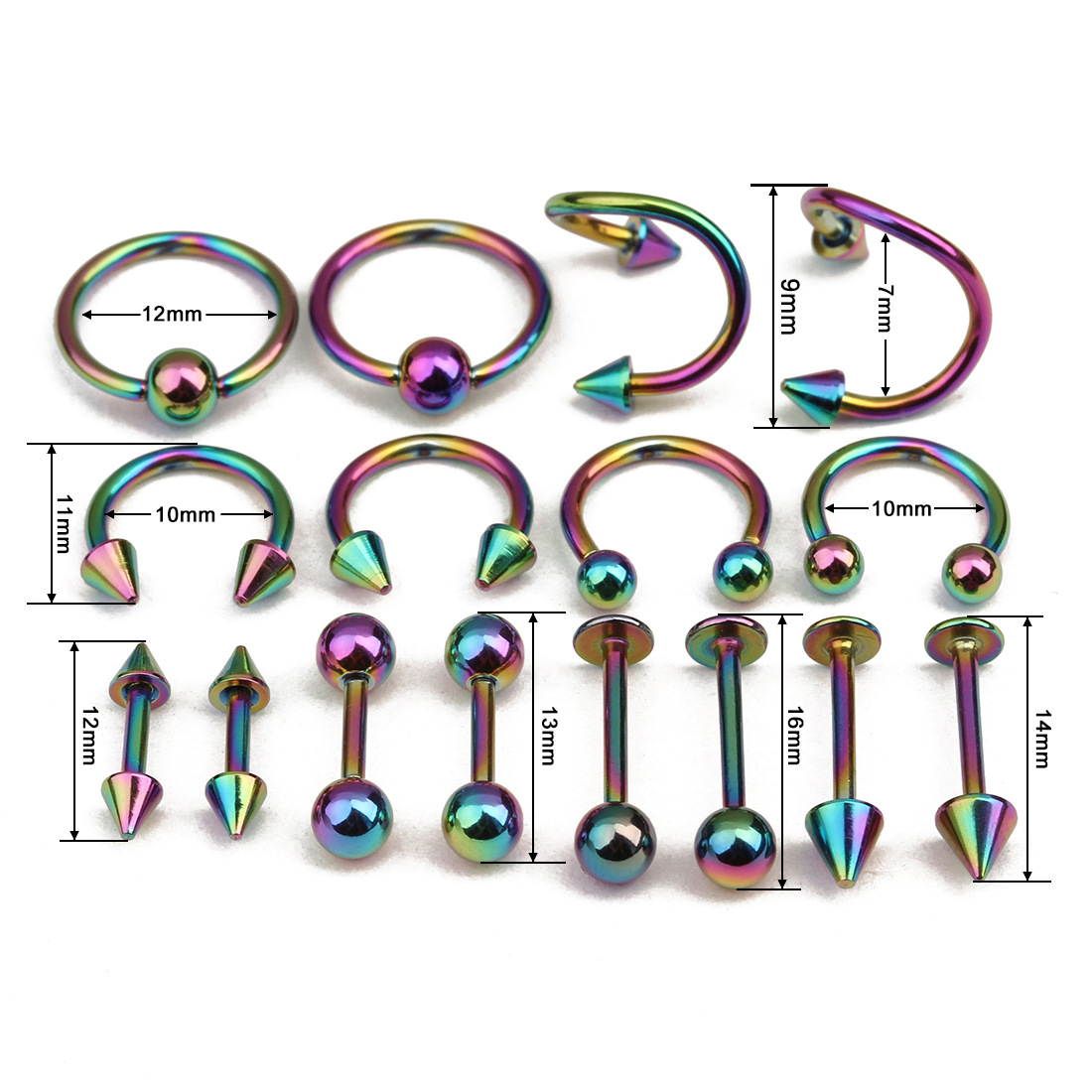 16 st  PACK labret tunga ögonbryn tragus skivstång  - 4