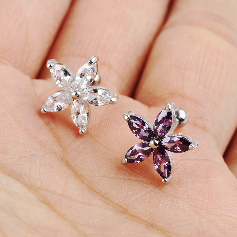 Helix Tragus Piercing Blomma 1 ST SILVER/GULD - 9