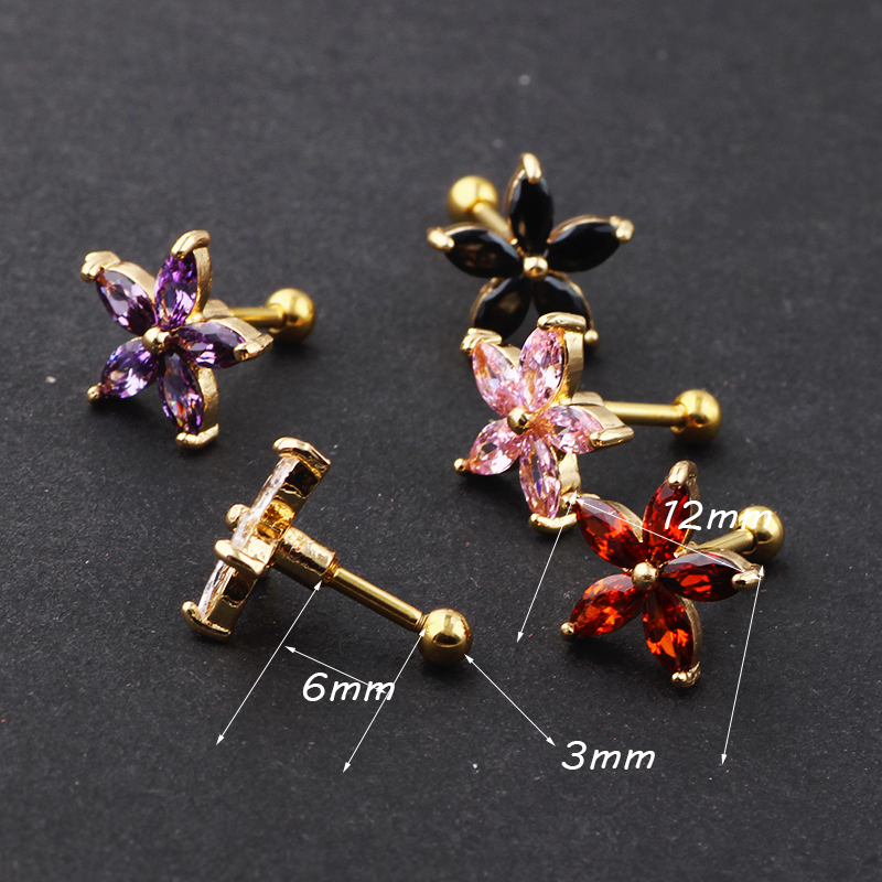 Helix Tragus Piercing Blomma 1 ST SILVER/GULD - 4