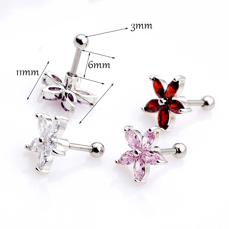 Helix Tragus Piercing Blomma 1 ST SILVER/GULD - 5