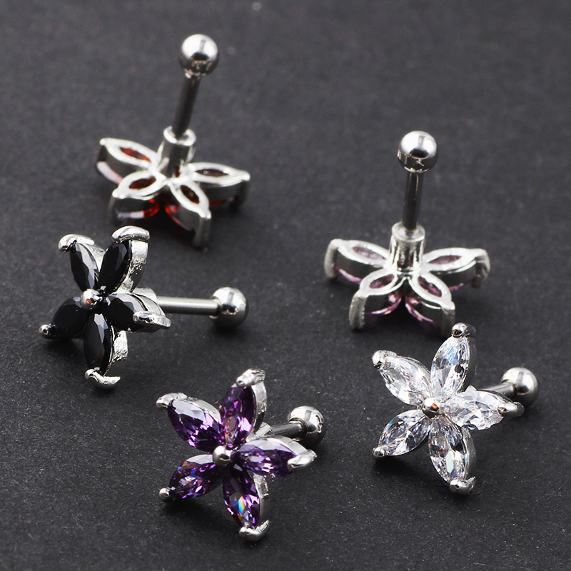 Helix Tragus Piercing Blomma 1 ST SILVER/GULD - 6
