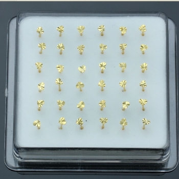 925 Sterling silver 1.5mm heart gold nose pin bone stud nose piercing - 2