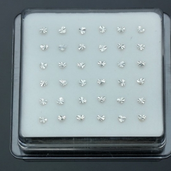 925 Sterling silver 1.5mm heart gold nose pin bone stud nose piercing - 3
