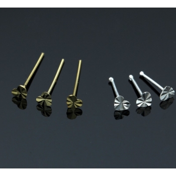 925 Sterling silver 1.5mm heart gold nose pin bone stud nose piercing
