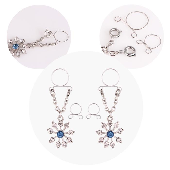 2 st / pack Bröstpiercing falska bröst ring - 3