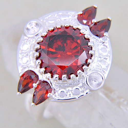 SILVER filled RED QUARTZ GEMSTONE RING SILVER 42.5CT #7.5