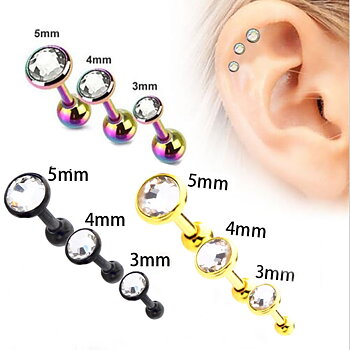 Helix Tragus Piercing 1 ST SVART/SILVER/GULD/MULTI