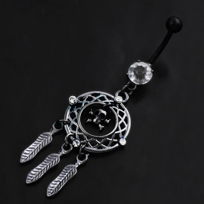 Crystal Rhinestone Dream Catcher Body Piercing Belly Button Navel Ring Bar - 2
