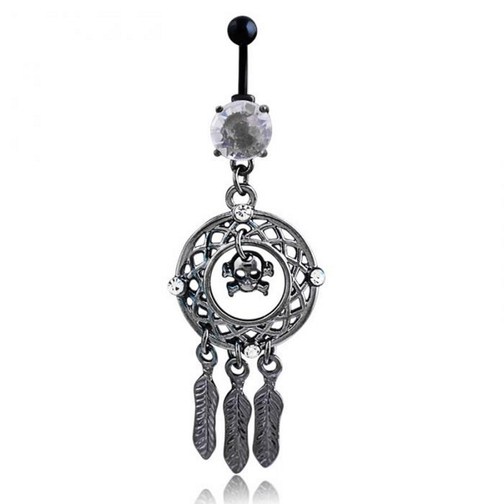 Crystal Rhinestone Dream Catcher Body Piercing Belly Button Navel Ring Bar