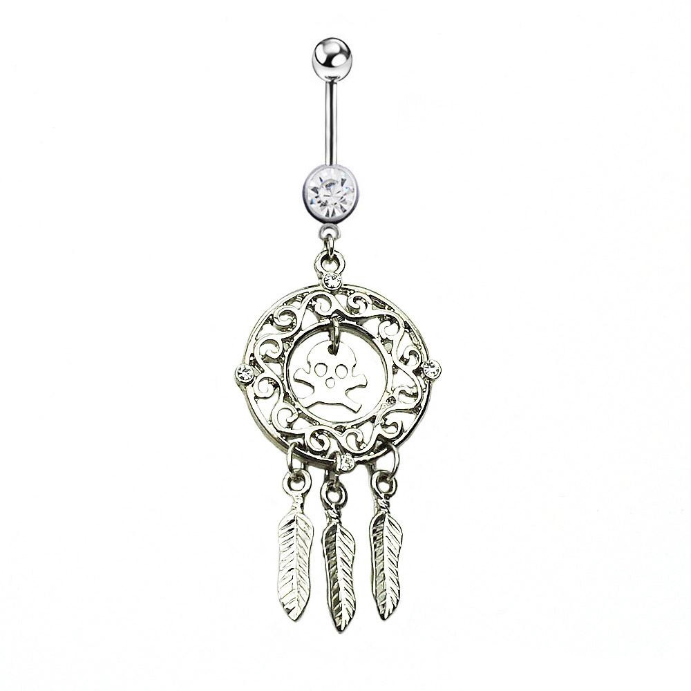Crystal Rhinestone Dream Catcher Body Piercing Belly Button Navel Ring Bar - 3