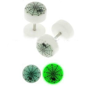 Fakepiercing Lyster i mörkret spindelnät Falsk Plugg UV akryl smycken Piercing Öronpiercingar