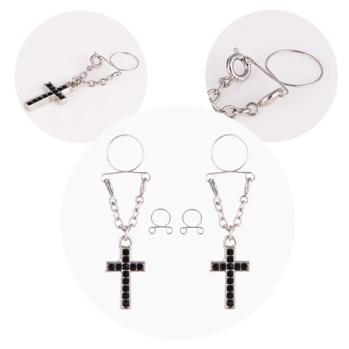 2 st / pack Bröstpiercing falska bröst ring - 2