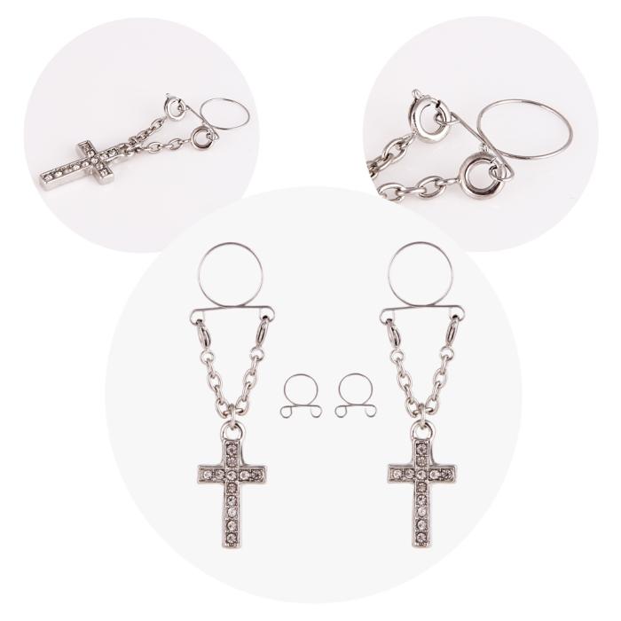 2 st / pack Bröstpiercing falska bröst ring - 4